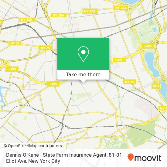 Mapa de Dennis O'Kane - State Farm Insurance Agent, 81-01 Eliot Ave