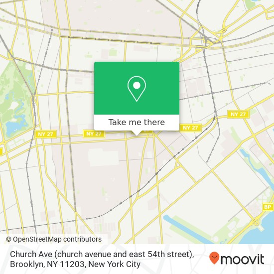 Mapa de Church Ave (church avenue and east 54th street), Brooklyn, NY 11203