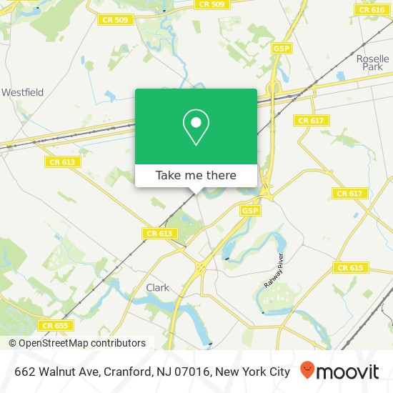 Mapa de 662 Walnut Ave, Cranford, NJ 07016