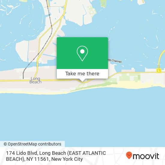 Mapa de 174 Lido Blvd, Long Beach (EAST ATLANTIC BEACH), NY 11561