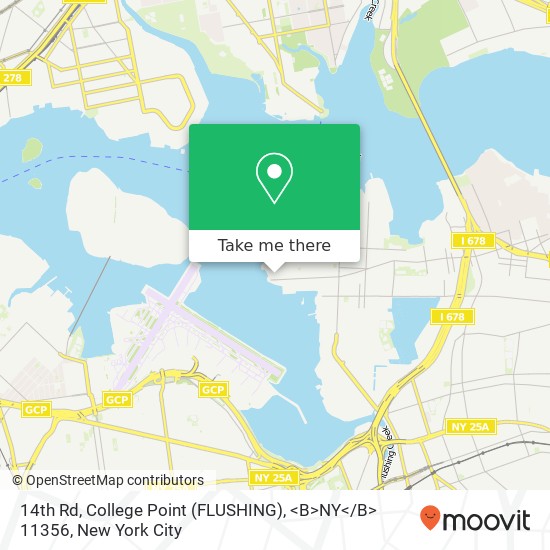 Mapa de 14th Rd, College Point (FLUSHING), <B>NY< / B> 11356