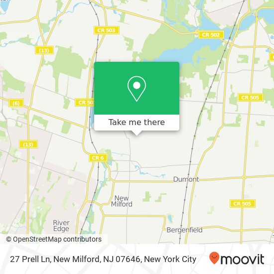 Mapa de 27 Prell Ln, New Milford, NJ 07646