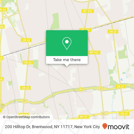 Mapa de 200 Hilltop Dr, Brentwood, NY 11717