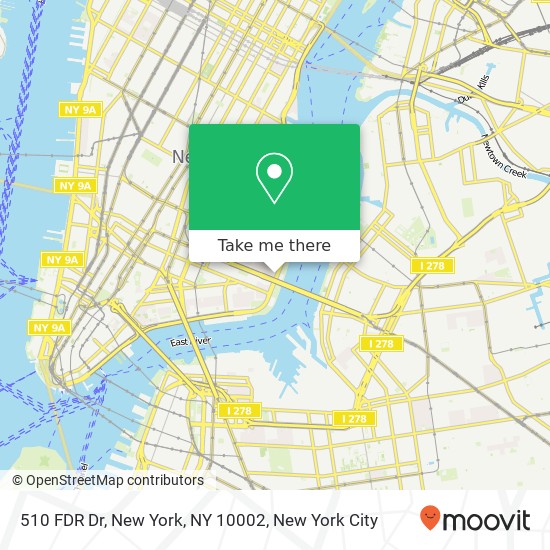 Mapa de 510 FDR Dr, New York, NY 10002