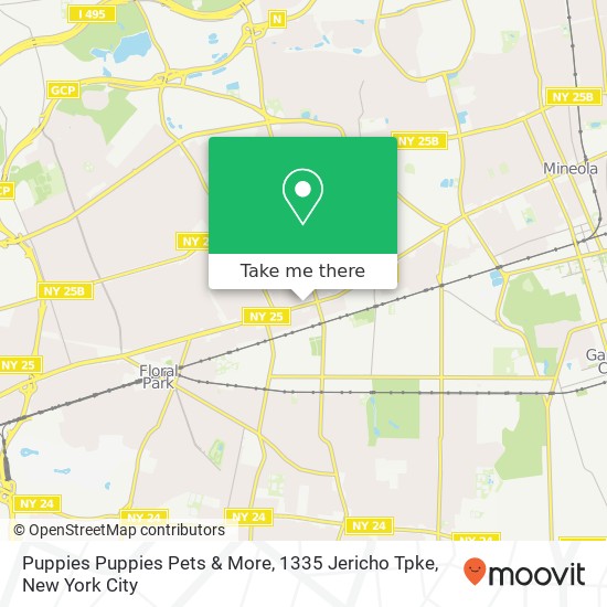 Mapa de Puppies Puppies Pets & More, 1335 Jericho Tpke