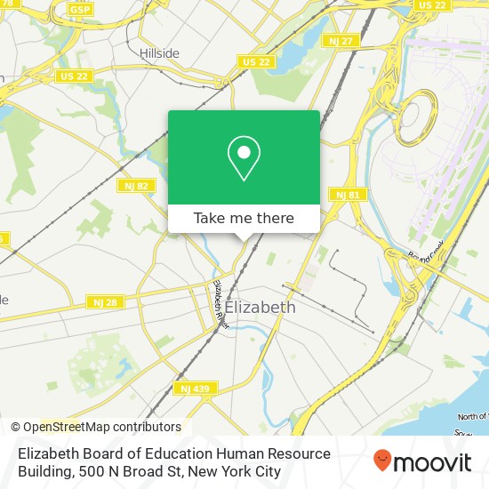 Mapa de Elizabeth Board of Education Human Resource Building, 500 N Broad St
