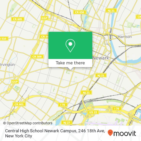 Mapa de Central High School Newark Campus, 246 18th Ave