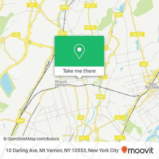 Mapa de 10 Darling Ave, Mt Vernon, NY 10553