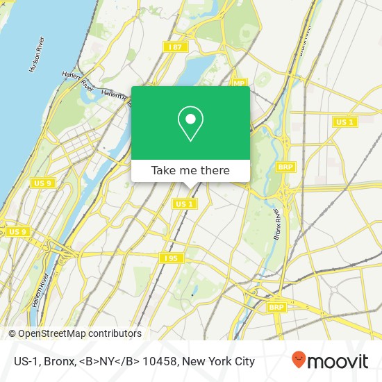 Mapa de US-1, Bronx, <B>NY</B> 10458