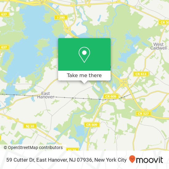 Mapa de 59 Cutter Dr, East Hanover, NJ 07936