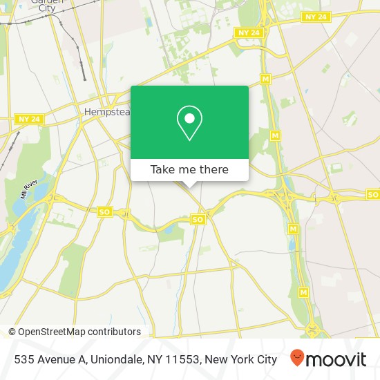 Mapa de 535 Avenue A, Uniondale, NY 11553