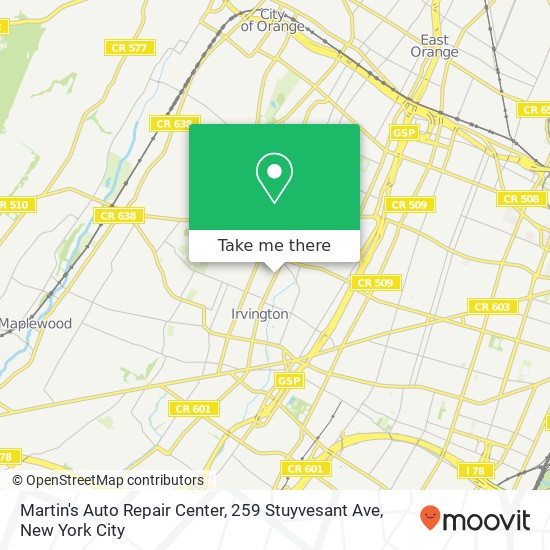 Mapa de Martin's Auto Repair Center, 259 Stuyvesant Ave