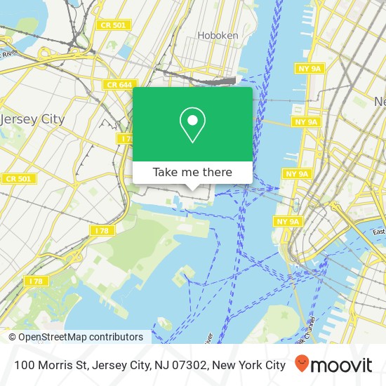 Mapa de 100 Morris St, Jersey City, NJ 07302