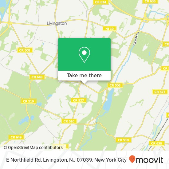 Mapa de E Northfield Rd, Livingston, NJ 07039