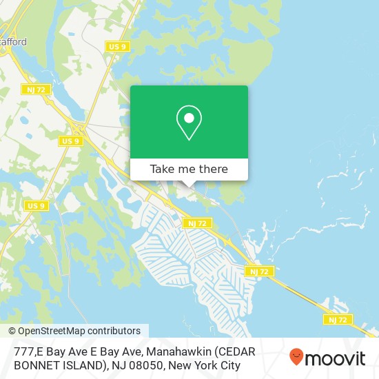 Mapa de 777,E Bay Ave E Bay Ave, Manahawkin (CEDAR BONNET ISLAND), NJ 08050