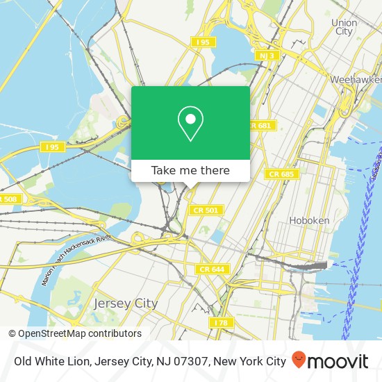 Mapa de Old White Lion, Jersey City, NJ 07307