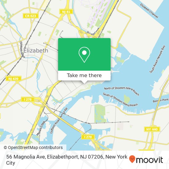 Mapa de 56 Magnolia Ave, Elizabethport, NJ 07206