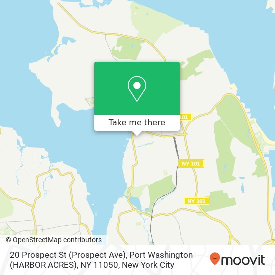 Mapa de 20 Prospect St (Prospect Ave), Port Washington (HARBOR ACRES), NY 11050