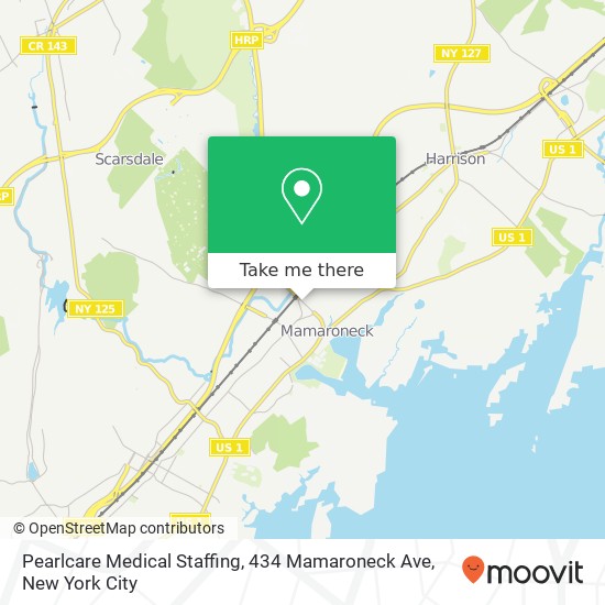 Mapa de Pearlcare Medical Staffing, 434 Mamaroneck Ave