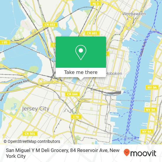 Mapa de San Miguel Y M Deli Grocery, 84 Reservoir Ave