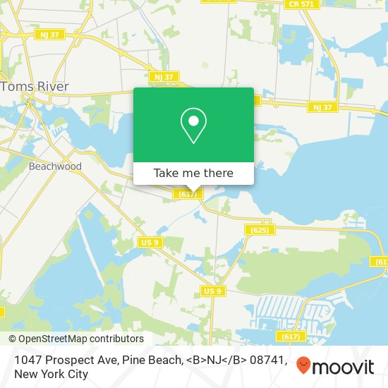 Mapa de 1047 Prospect Ave, Pine Beach, <B>NJ< / B> 08741