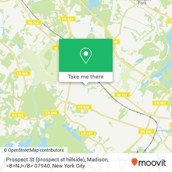 Mapa de Prospect St (prospect st hillside), Madison, <B>NJ< / B> 07940