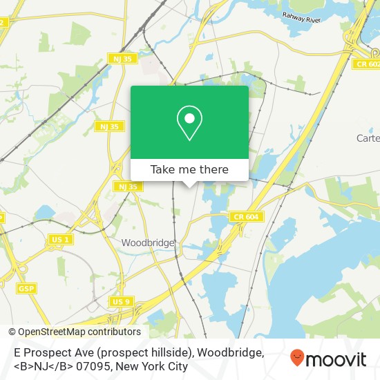 Mapa de E Prospect Ave (prospect hillside), Woodbridge, <B>NJ< / B> 07095