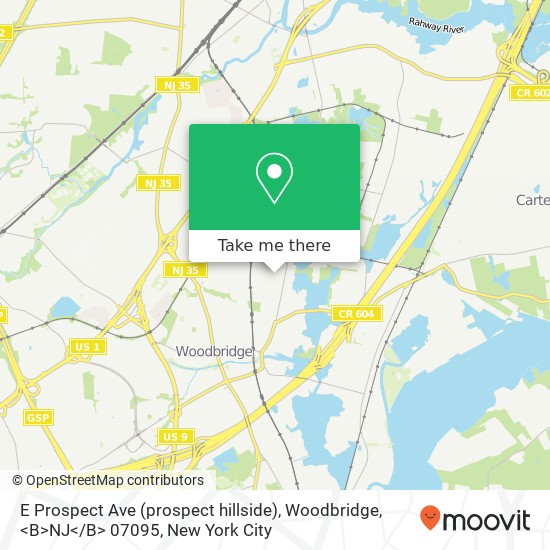 E Prospect Ave (prospect hillside), Woodbridge, <B>NJ< / B> 07095 map