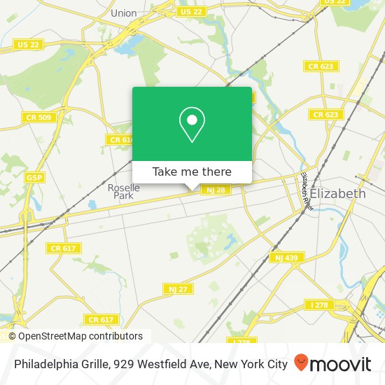 Mapa de Philadelphia Grille, 929 Westfield Ave