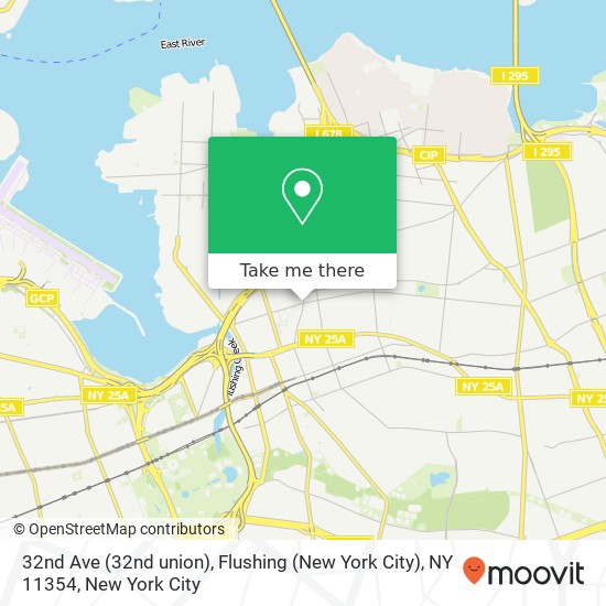 Mapa de 32nd Ave (32nd union), Flushing (New York City), NY 11354