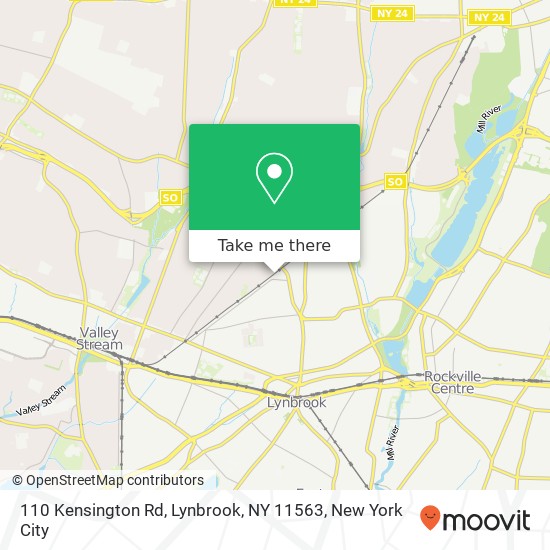 Mapa de 110 Kensington Rd, Lynbrook, NY 11563