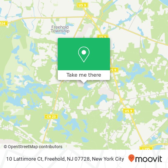 Mapa de 10 Lattimore Ct, Freehold, NJ 07728