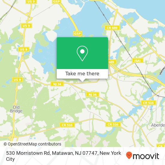 Mapa de 530 Morristown Rd, Matawan, NJ 07747