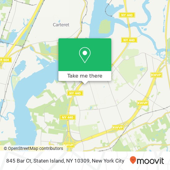 Mapa de 845 Bar Ct, Staten Island, NY 10309