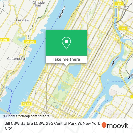 Jill CSW Barbre LCSW, 295 Central Park W map