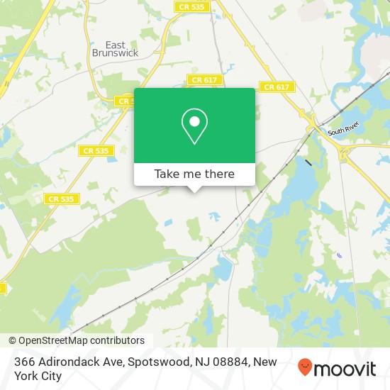 Mapa de 366 Adirondack Ave, Spotswood, NJ 08884