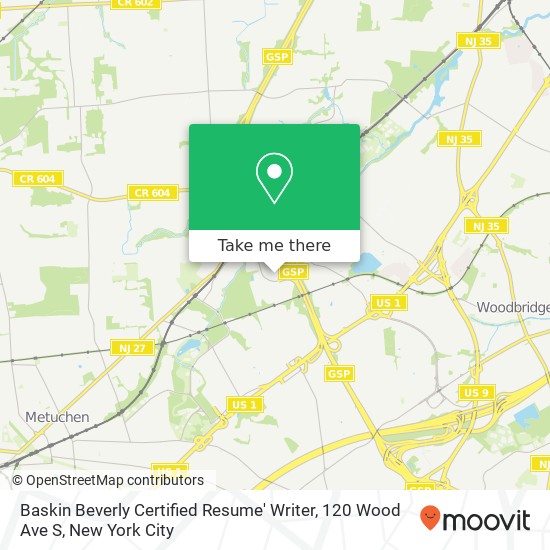 Mapa de Baskin Beverly Certified Resume' Writer, 120 Wood Ave S