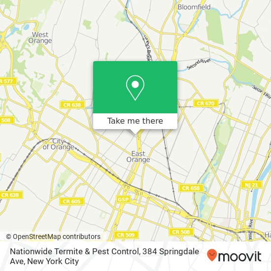 Mapa de Nationwide Termite & Pest Control, 384 Springdale Ave