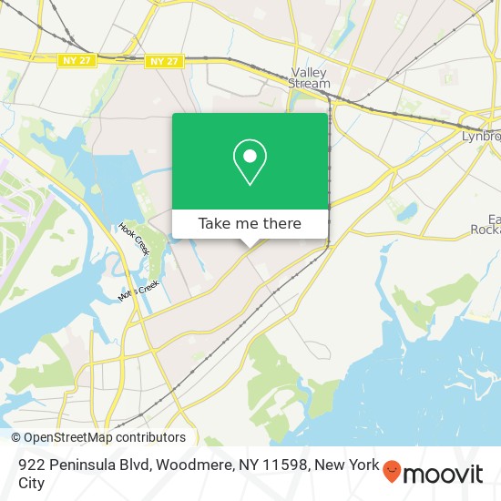 922 Peninsula Blvd, Woodmere, NY 11598 map