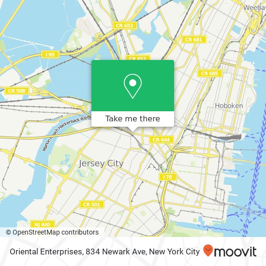 Mapa de Oriental Enterprises, 834 Newark Ave