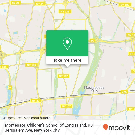 Montessori Children's School of Long Island, 98 Jerusalem Ave map