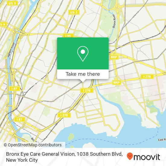 Mapa de Bronx Eye Care General Vision, 1038 Southern Blvd