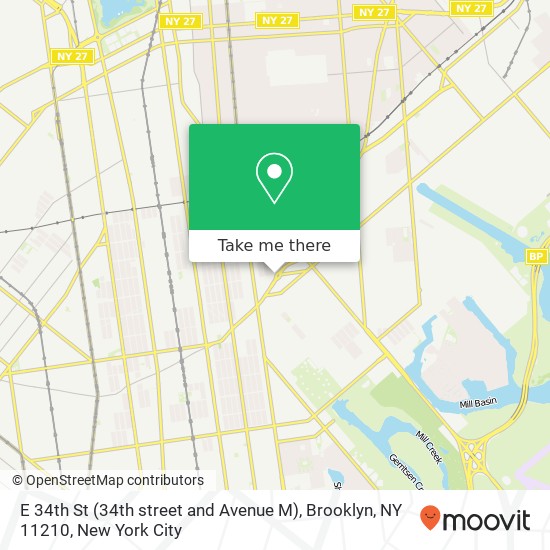 Mapa de E 34th St (34th street and Avenue M), Brooklyn, NY 11210