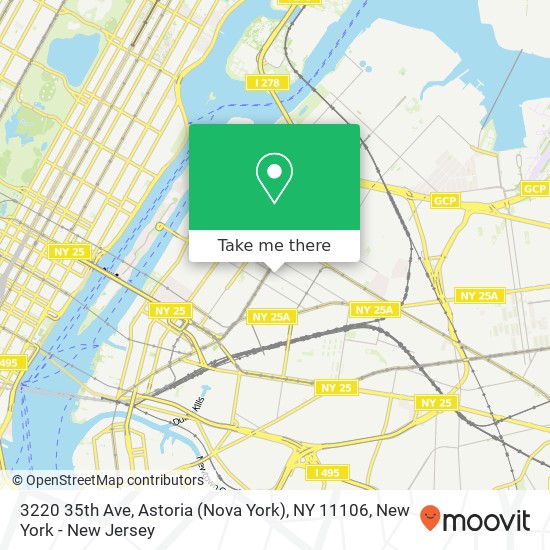 Mapa de 3220 35th Ave, Astoria (Nova York), NY 11106