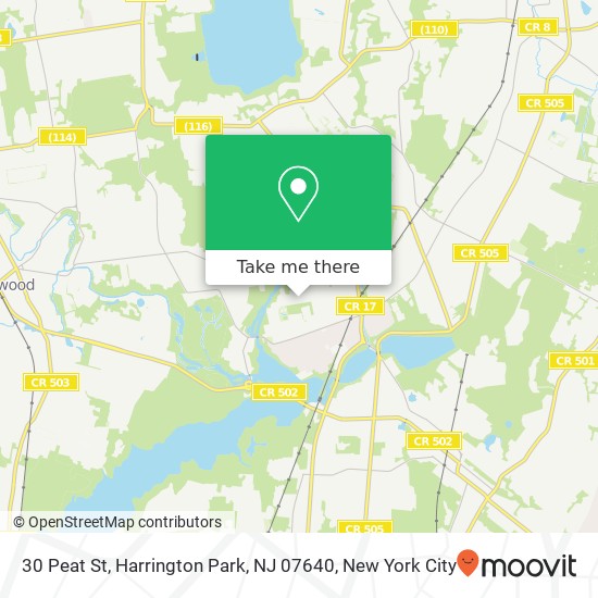 Mapa de 30 Peat St, Harrington Park, NJ 07640