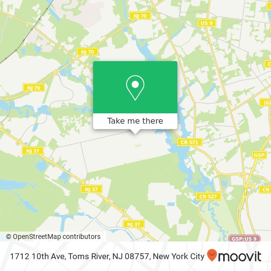 Mapa de 1712 10th Ave, Toms River, NJ 08757