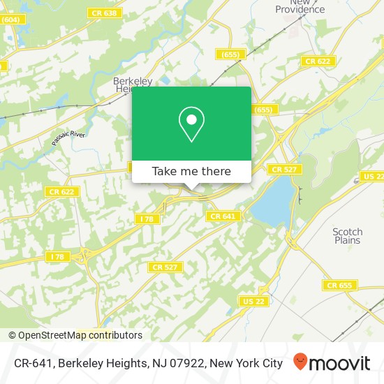 Mapa de CR-641, Berkeley Heights, NJ 07922