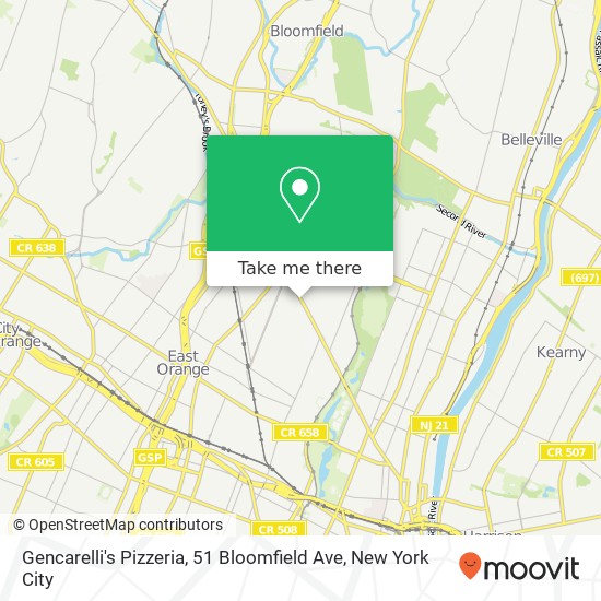 Mapa de Gencarelli's Pizzeria, 51 Bloomfield Ave