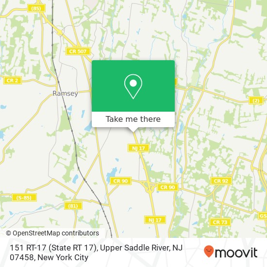 Mapa de 151 RT-17 (State RT 17), Upper Saddle River, NJ 07458