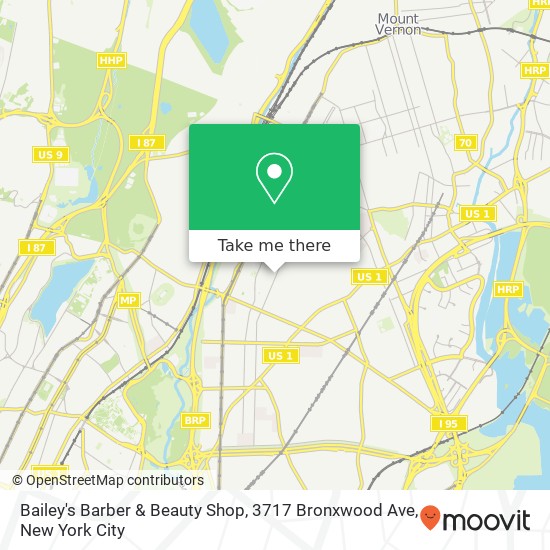Bailey's Barber & Beauty Shop, 3717 Bronxwood Ave map
